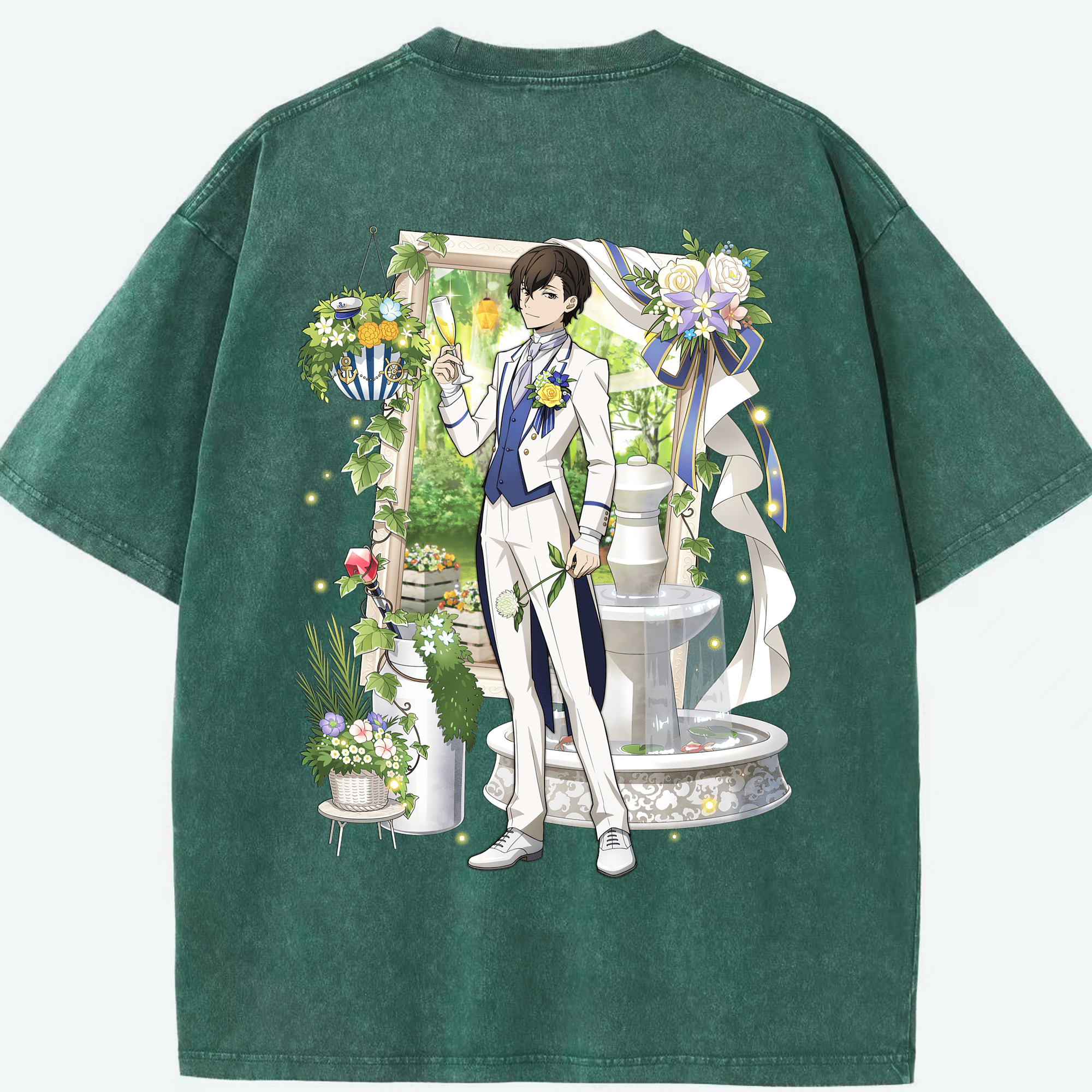 （画像用） 文豪ストレイドッグス Bungo Stray Dogs 綿100% ヴィンテージ風 半袖Tシャツ（背面プリント）
